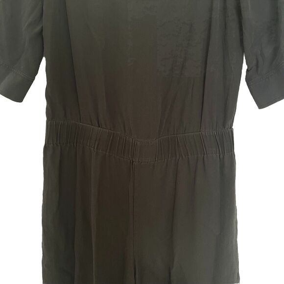 Theory Silk Jumpsuit Puff Sleeve Wide Leg Off The Shoulder Charcoal Women's Sz 4 - Picture 8 of 11